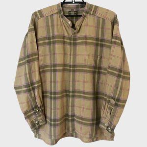 Vintage Structure Le Collezioni Linen Plaid Shirt Men's XL Long-Sleeve Button-Up